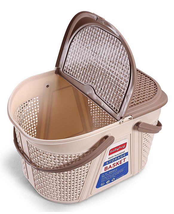 Babyhug Multipurpose Basket with Lid | Multipurpose Oval Storage Basket with Handle & Dual-Sided Lid| Toys Storage| Home, Travel & Outdoor Use| Picnic Basket| Easy to Clean & Maintain  Blue