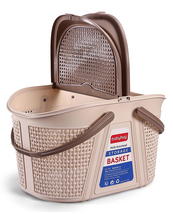 Babyhug Multipurpose Basket with Lid | Multipurpose Oval Storage Basket with Handle & Dual-Sided Lid| Toys Storage| Home, Travel & Outdoor Use| Picnic Basket| Easy to Clean & Maintain  Blue