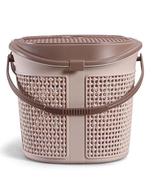 Babyhug Multipurpose Basket with Lid | Multipurpose Oval Storage Basket with Handle & Dual-Sided Lid| Toys Storage| Home, Travel & Outdoor Use| Picnic Basket| Easy to Clean & Maintain  Blue