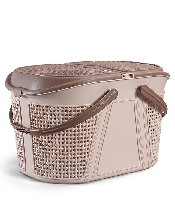 Babyhug Multipurpose Basket with Lid | Multipurpose Oval Storage Basket with Handle & Dual-Sided Lid| Toys Storage| Home, Travel & Outdoor Use| Picnic Basket| Easy to Clean & Maintain  Blue