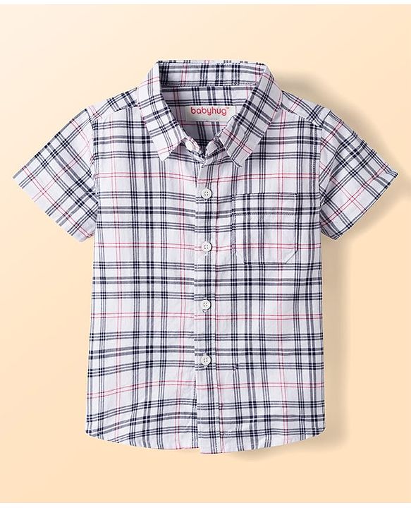 Babyhug Cotton Woven Half Sleeves Checks Shirt & Shorts Set - Multicolor