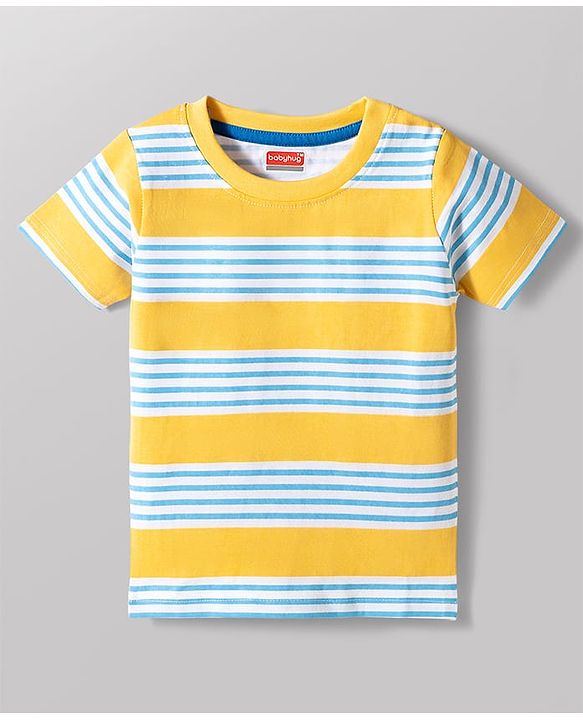 Babyhug Cotton Knit Half Sleeves Striped & Printed T-Shirts Pack of 5 - Multicolor