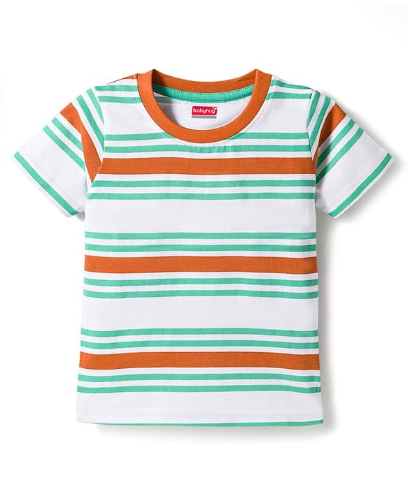 Babyhug 100% Cotton Knit Half Sleeves Striped T-Shirts Pack Of 3 - Multicolour