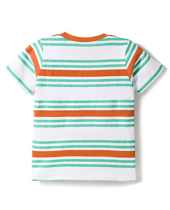Babyhug 100% Cotton Knit Half Sleeves Striped T-Shirts Pack Of 3 - Multicolour