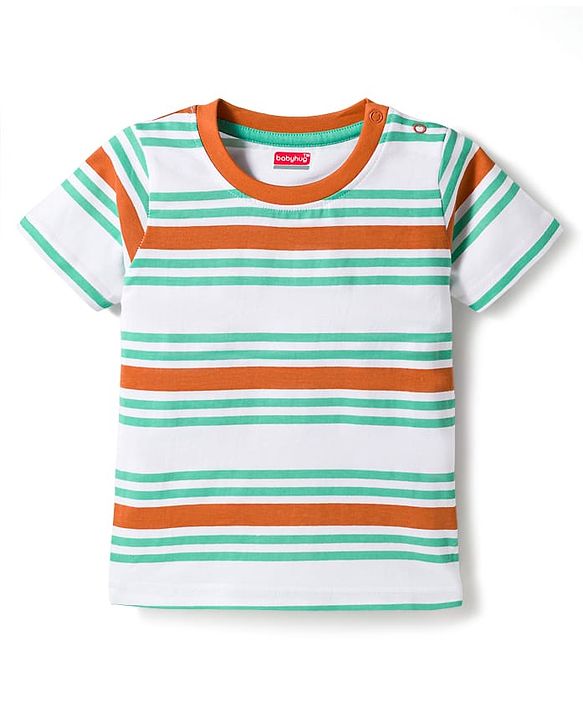 Babyhug 100% Cotton Knit Half Sleeves Striped T-Shirts Pack Of 3 - Multicolour