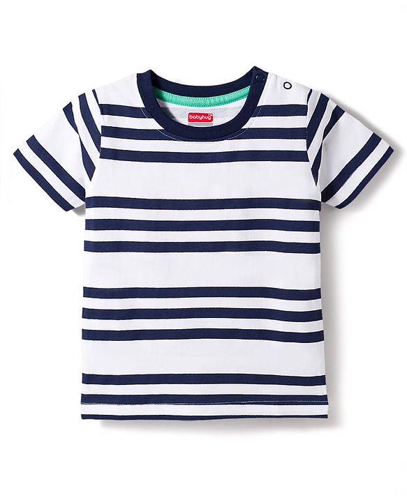 Babyhug 100% Cotton Knit Half Sleeves Striped T-Shirts Pack Of 3 - Multicolour