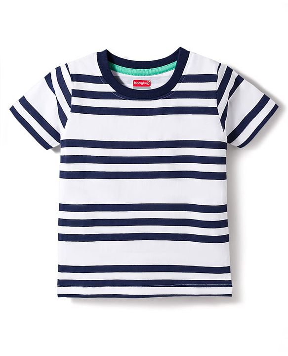Babyhug 100% Cotton Knit Half Sleeves Striped T-Shirts Pack Of 3 - Multicolour