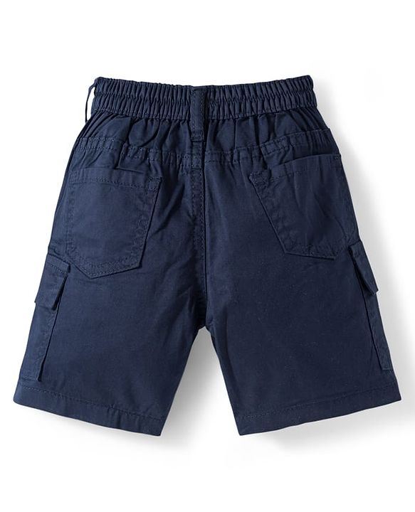 Babyhug Cotton Knit Half Sleeves Checkered Shirt & Shorts Set - Navy Blue