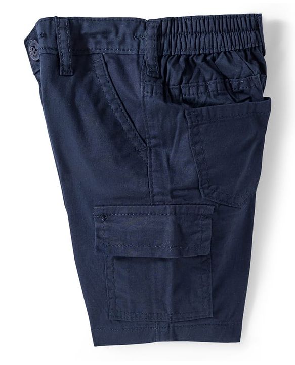 Babyhug Cotton Knit Half Sleeves Checkered Shirt & Shorts Set - Navy Blue