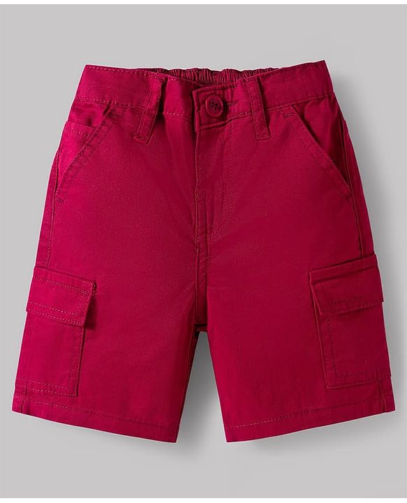 Babyhug Cotton Woven Half Sleeves Striped Shirt & Shorts Set - White & Maroon