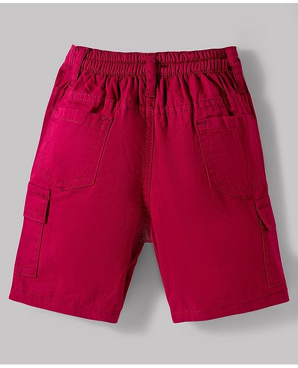 Babyhug Cotton Woven Half Sleeves Striped Shirt & Shorts Set - White & Maroon