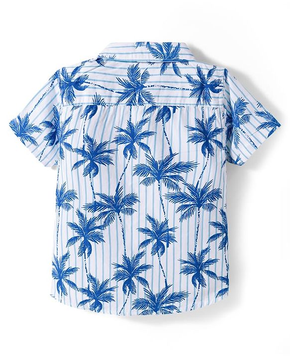 Babyhug Cotton Knit Half Sleeves Coconut Tree Printed Shirt & Shorts Set - Beige