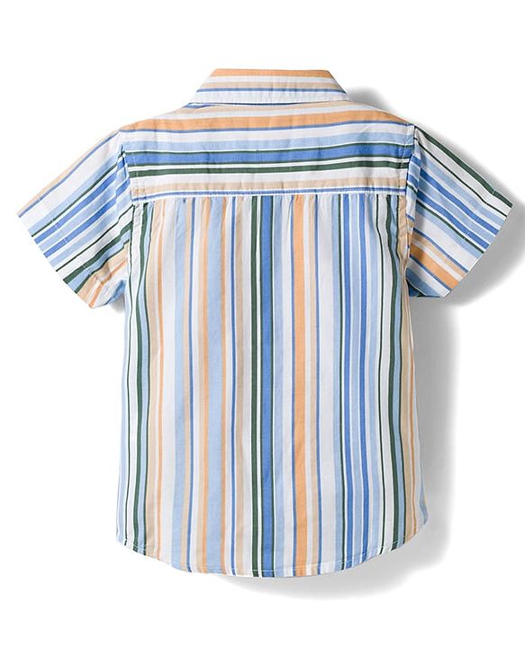 Babyhug Cotton Woven Half Sleeves Striped Shirt & Shorts Set- Multicolour