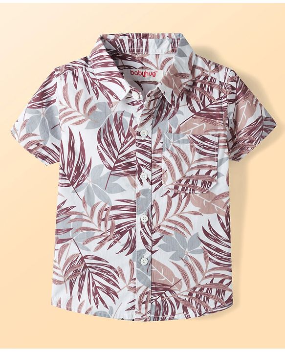 Babyhug Cotton Woven Half Sleeves Shirt & Shorts Set With Floral Print - Multicolor