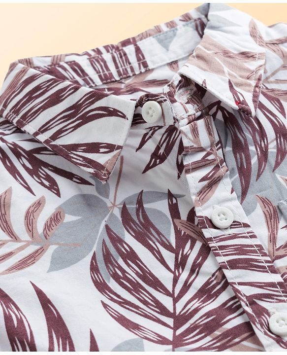Babyhug Cotton Woven Half Sleeves Shirt & Shorts Set With Floral Print - Multicolor
