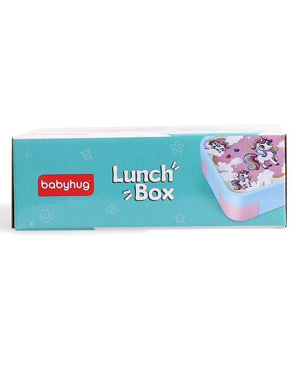 Babyhug 3 Compartment Insulated Lunch Box- Space Theme Navy Blue| 450 ml + 200 ml + 200 ml| BPA Free| Food Grade| Individual Air Tight Lids| School Lunch & Snack Box| Perfect for Travel - Blue