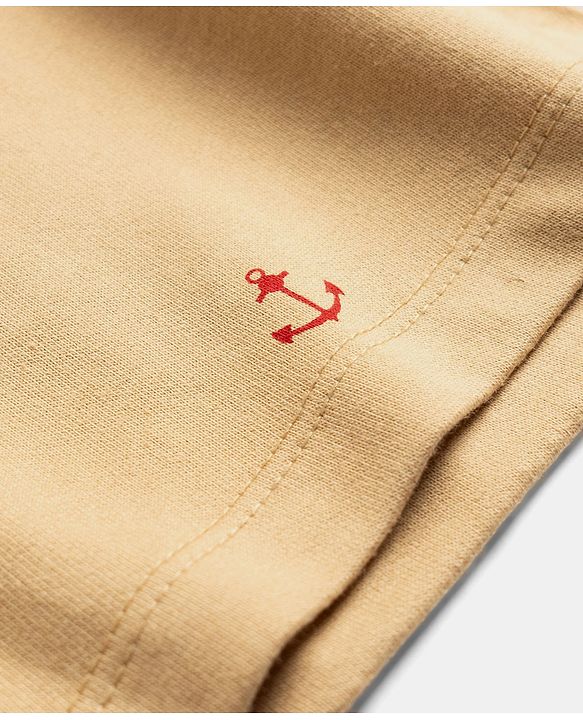 Pine Kids Looper Above Knee Length Shorts with Anchor Print - Tan