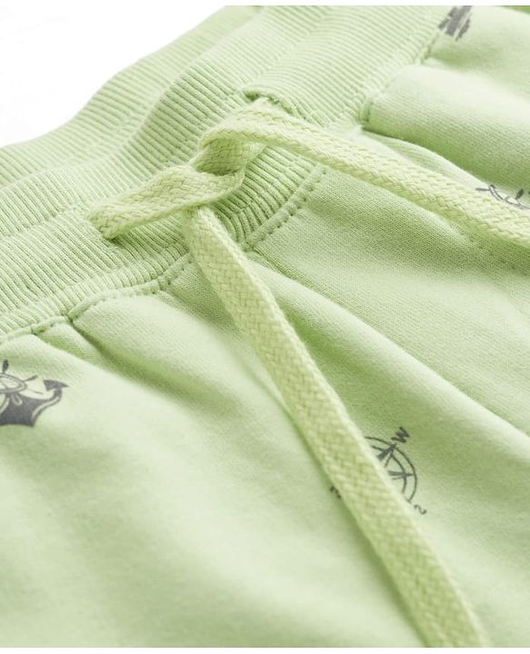 Pine Kids Looper Knit Above Knee Length Shorts with Nautical Theme Print - Light Green