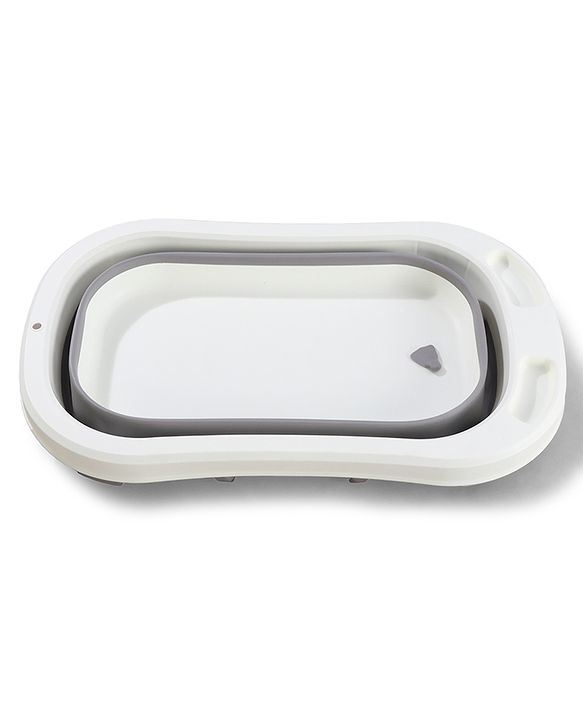Babyhug Foldable Baby Bath Tub - Grey| Space-Saving Portable Bath Tub with Non-Slip Base| Drain Plug for Easy Cleaning| Ergonomic Design for Newborns & Toddlers| 024 Months| Durable Material