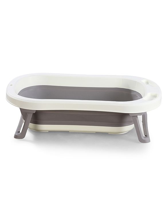 Babyhug Foldable Baby Bath Tub - Grey| Space-Saving Portable Bath Tub with Non-Slip Base| Drain Plug for Easy Cleaning| Ergonomic Design for Newborns & Toddlers| 024 Months| Durable Material