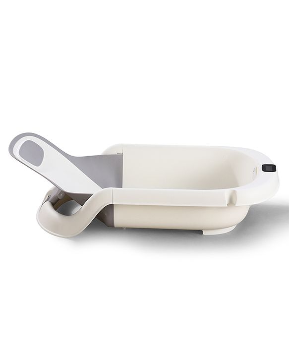 Babyhug ErgoSafe Anti-Slip Multi Utility Baby Bath Tub & Bath Rack - Grey| Adjustable Backrest Recline| Temperature Sensor| Anti-Choking Design| For 02 Years Babies| Drain Plug| Durable Material