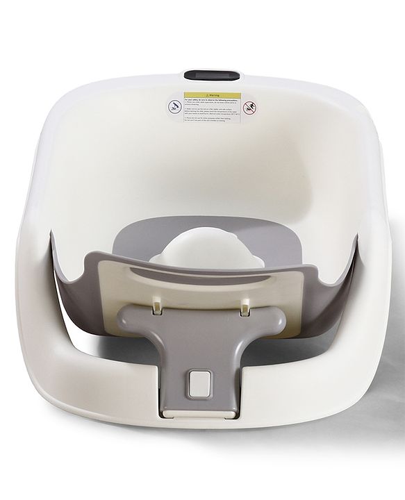 Babyhug ErgoSafe Anti-Slip Multi Utility Baby Bath Tub & Bath Rack - Grey| Adjustable Backrest Recline| Temperature Sensor| Anti-Choking Design| For 02 Years Babies| Drain Plug| Durable Material