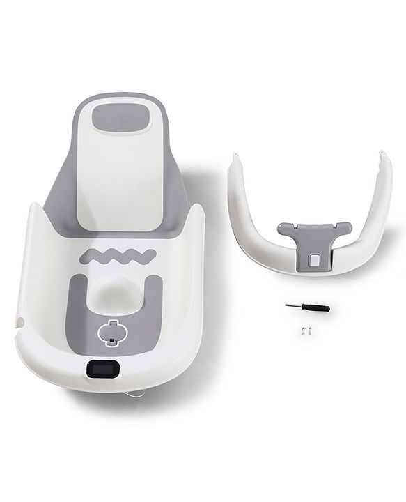 Babyhug ErgoSafe Anti-Slip Multi Utility Baby Bath Tub & Bath Rack - Grey| Adjustable Backrest Recline| Temperature Sensor| Anti-Choking Design| For 02 Years Babies| Drain Plug| Durable Material