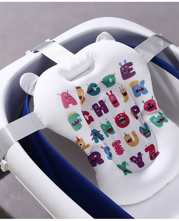 Babyhug Soft Baby Bath Cushion Newborn Bath Seat Support Anti-Slip Floating Cushion Skin-Friendly Washable Easy to Install in Any Regular Bath Tub Infant Bath Support 012 Months