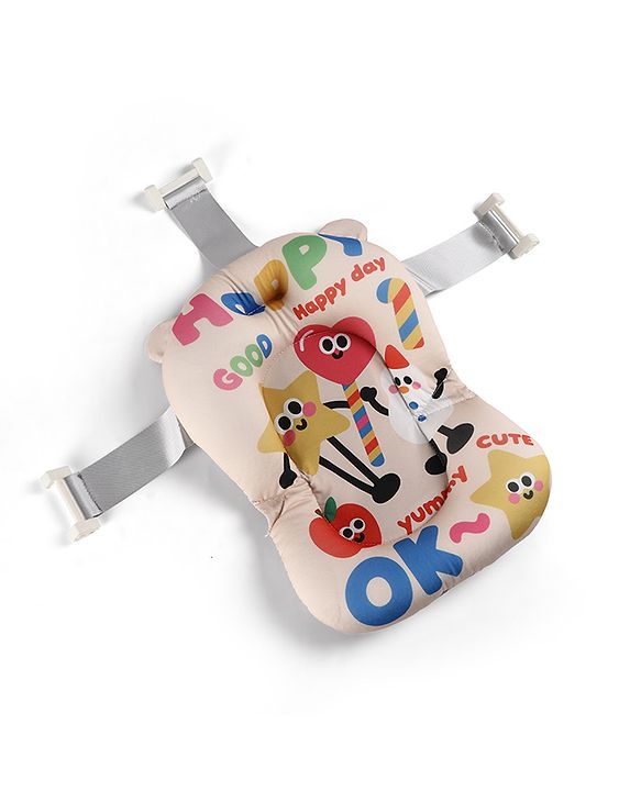 Babyhug Soft Baby Bath Cushion Newborn Bath Seat Support Anti-Slip Floating Cushion Skin-Friendly Washable Easy to Install in Any Regular Bath Tub Infant Bath Support 012 Months
