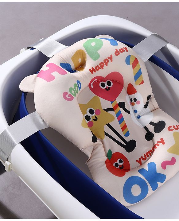 Babyhug Soft Baby Bath Cushion Newborn Bath Seat Support Anti-Slip Floating Cushion Skin-Friendly Washable Easy to Install in Any Regular Bath Tub Infant Bath Support 012 Months