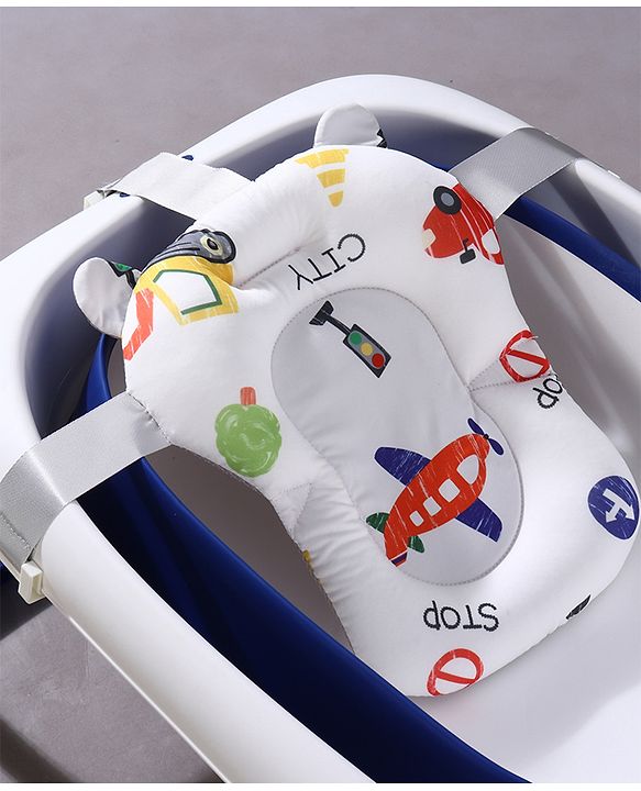 Babyhug Soft Baby Bath Cushion Newborn Bath Seat Support Anti-Slip Floating Cushion Skin-Friendly Washable Easy to Install in Any Regular Bath Tub Infant Bath Support 012 Months