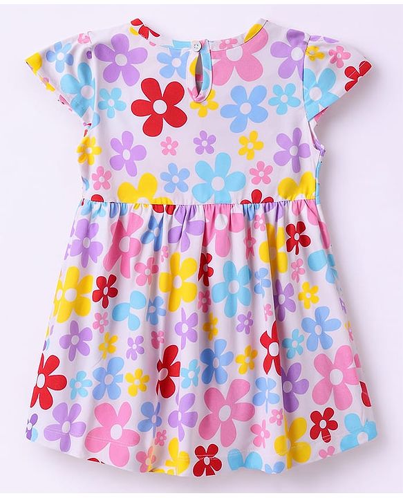 Babyhug Cotton Knit Frocks with Bow Detail Multi Color 6-9 Months