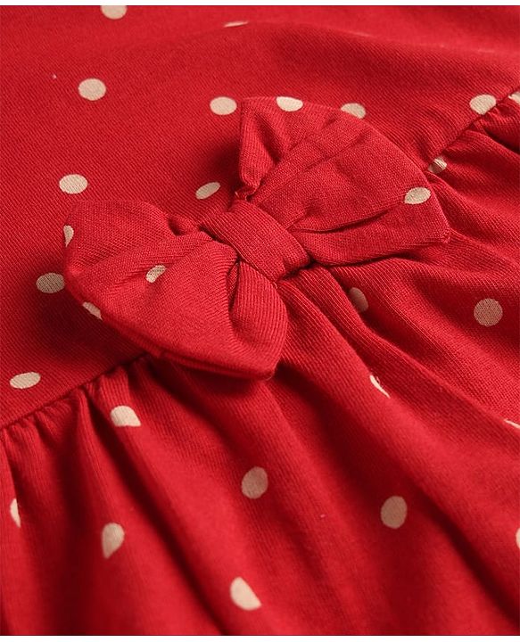Babyhug Cotton Knit Frocks with Bow Detail Multi Color 6-9 Months