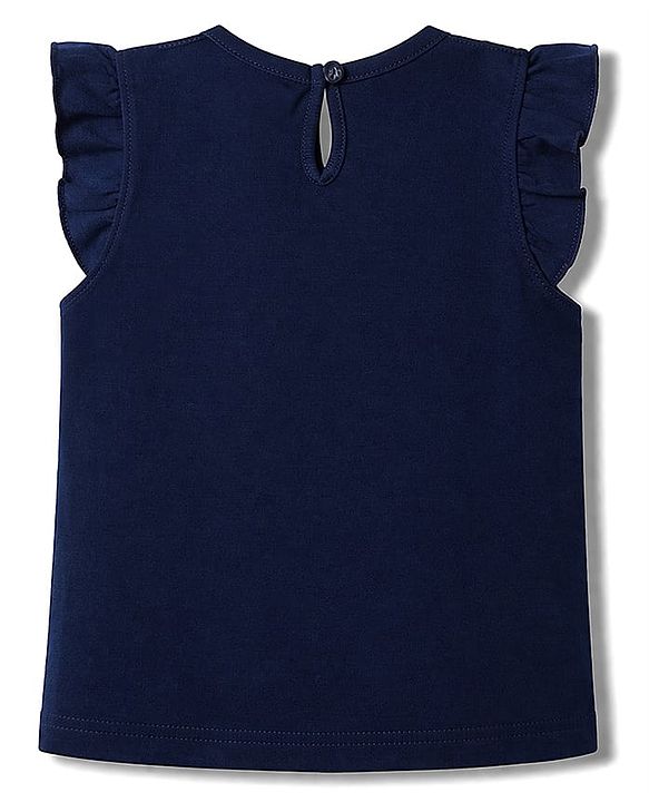 Babyhug Cotton Knit T-Shirt with Graphic Print and Ruffle Sleeves Multi Color 6-9 Months