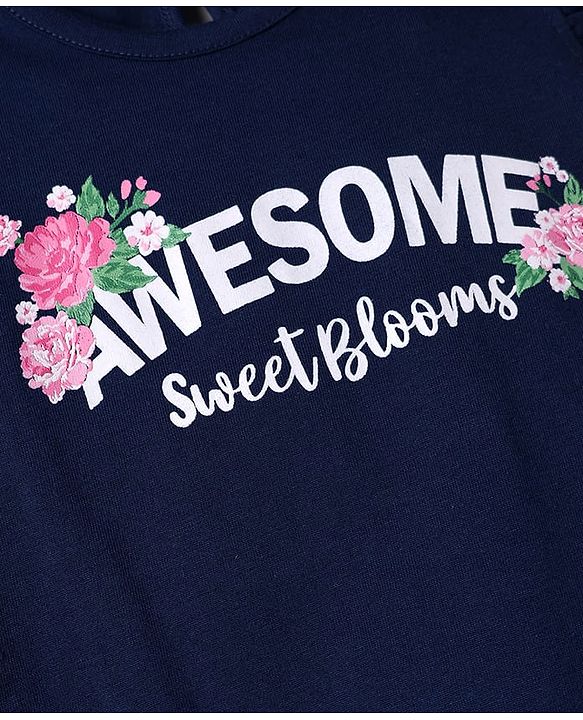 Babyhug Cotton Knit T-Shirt with Graphic Print and Ruffle Sleeves Multi Color 6-9 Months