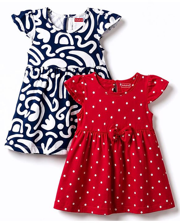 Babyhug Cotton Knit Multi-Pack/ Value Packs Short Sleeves Round Neck Multi Color 6-9 Months