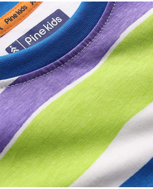 Pine Kids Cotton Knit T-Shirts Striped Round Neck Half Sleeves Multi Color 4-5 Years