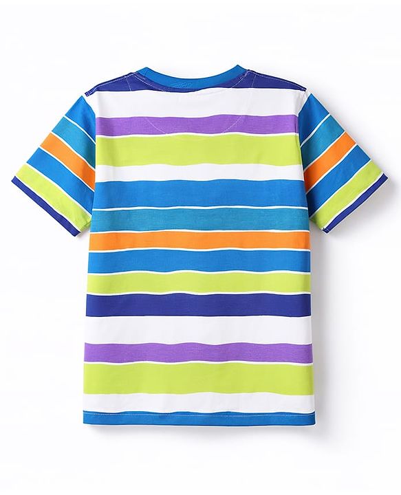 Pine Kids Cotton Knit T-Shirts Striped Round Neck Half Sleeves Multi Color 4-5 Years
