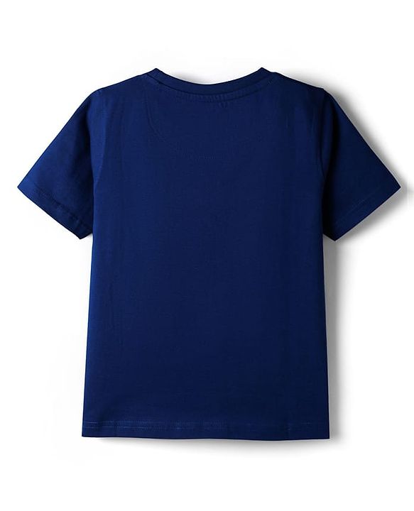 Pine Kids Cotton Knit Half Sleeves T-Shirt With NYC Print - Navy Blue
