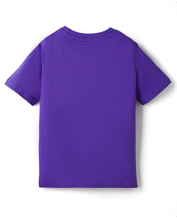 Pine Kids Cotton Knit Half Sleeves T-Shirt with Text Print - Purple