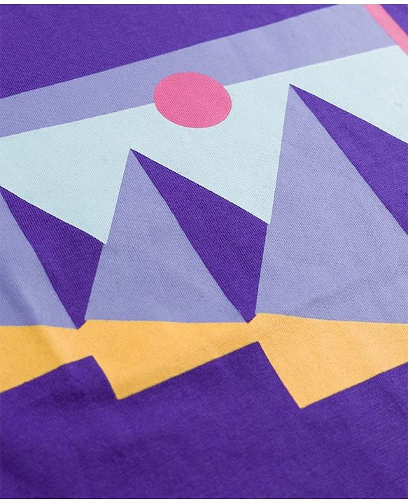 Pine Kids Cotton Knit Half Sleeves T-Shirt with Text Print - Purple