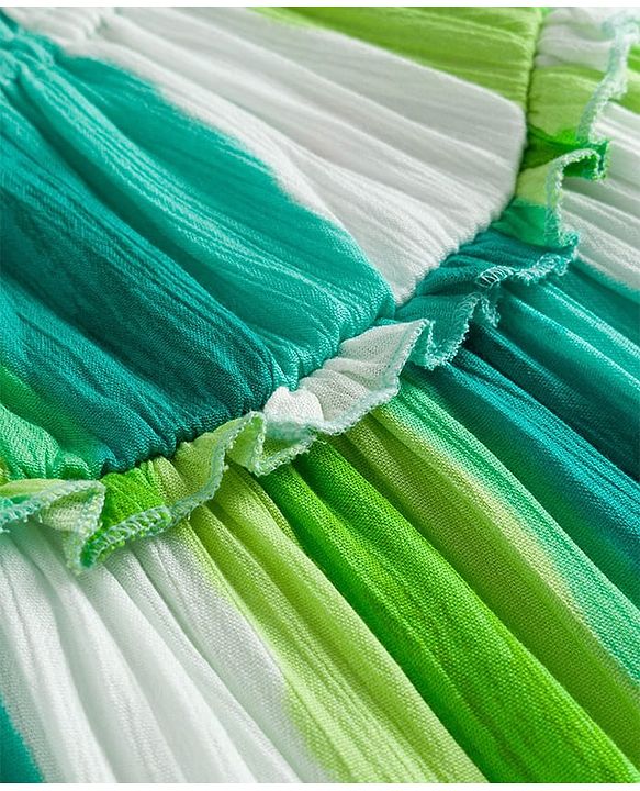 Babyhug Cotton Woven Sleeveless Striped A Line Frock - Green & Blue