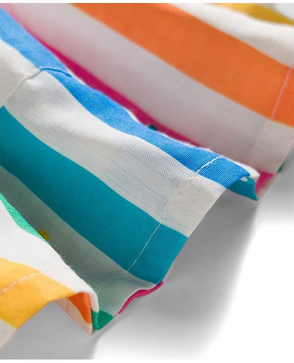 Babyhug 100% Cotton Woven Sleeveless Striped Frock - Multicolour