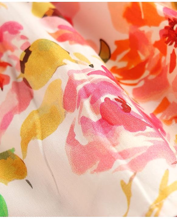 Babyhug Cotton Woven Sleeveless Frock with Floral Print & Bow Applique - Multicolor