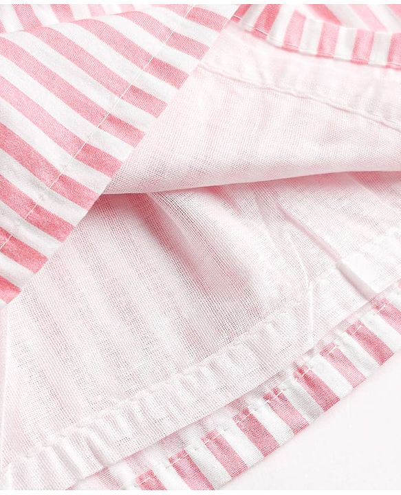 Babyhug 100% Cotton Woven Sleeveless Striped Layered Frock - Pink
