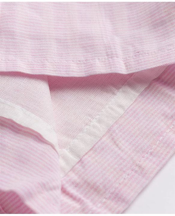 Babyhug Cotton Woven Dress with Short Sleeves and Bow Detail in Pink for 6-9 Months
