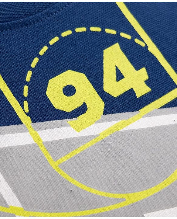 Pine Kids Cotton Knit Half Sleeves T-Shirt With Basketball Print - Navy Blue