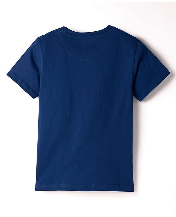 Pine Kids Cotton Knit Half Sleeves T-Shirt With Basketball Print - Navy Blue