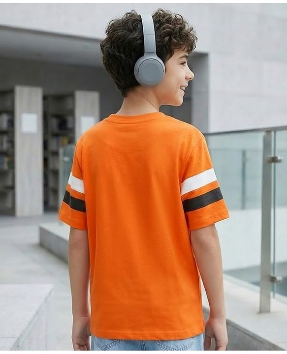 Pine Kids Cotton Knit Half Sleeves T-Shirt With BMX Print - Rust Orange