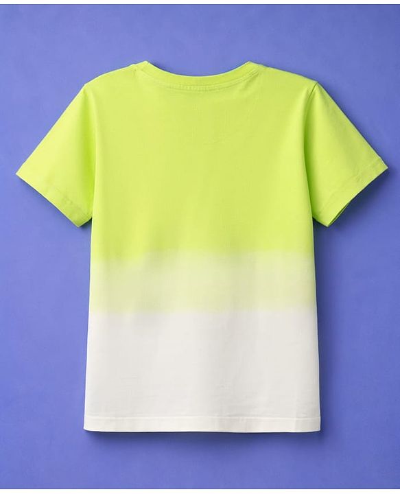 Pine Kids Cotton Knit Half Sleeves T-Shirt with Skateboard Print - Lime Green